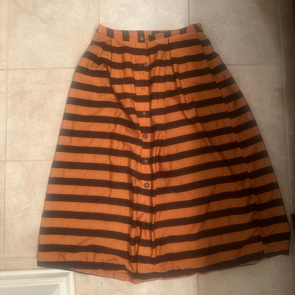 Liz Lange for Target Orange and Black Striped A-Line Skirt